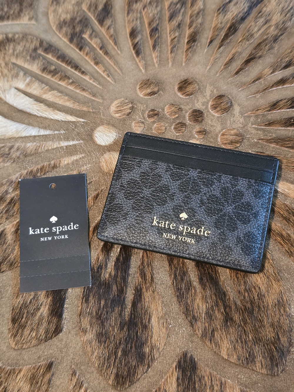 Kate Spade Black Floral Slim Card Wallet